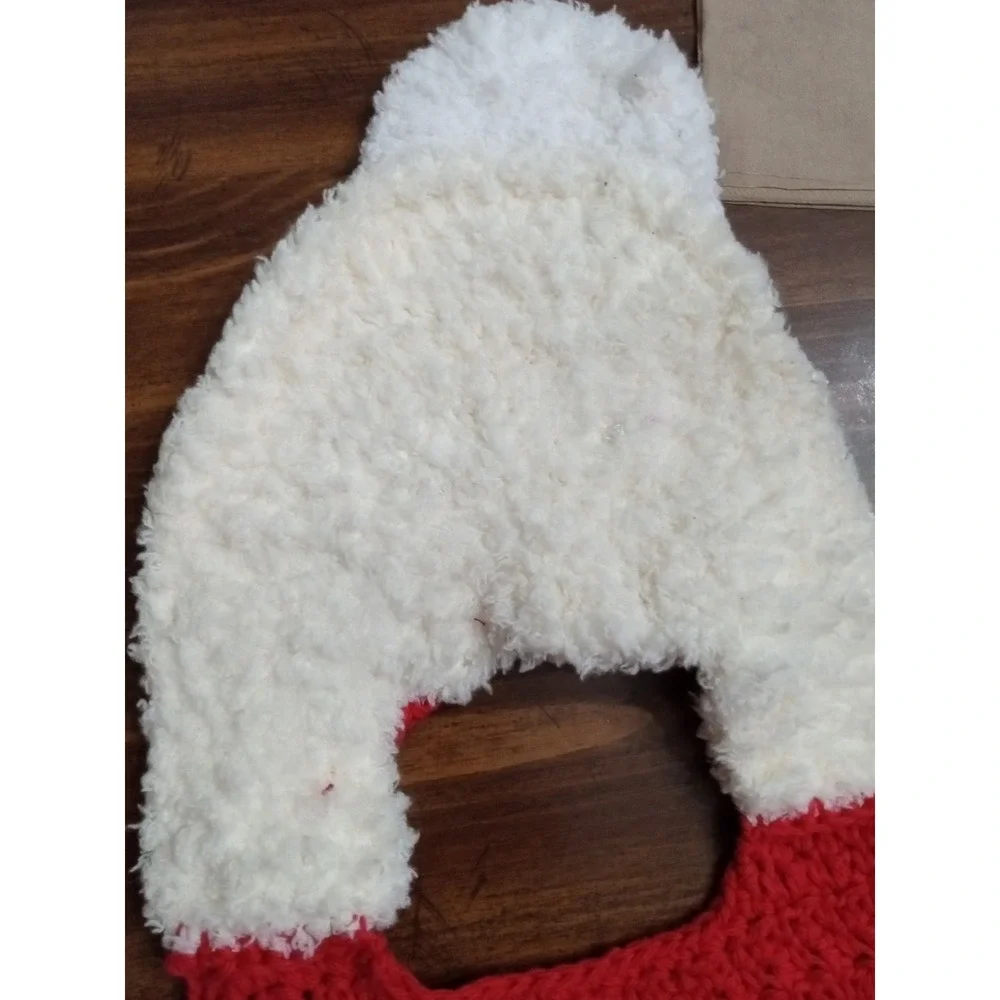 Handmade Crochet Santa Claus Kitchen Towel Christmas Holiday Decor Red‎ White